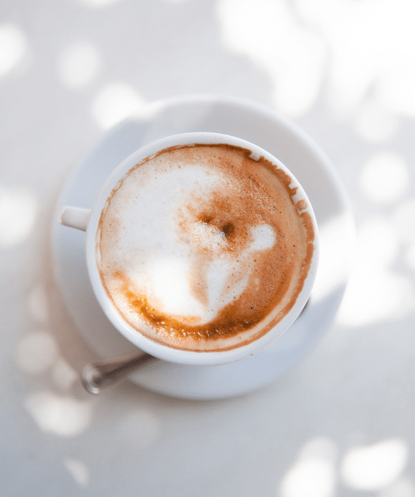 cappuccino coffee drink white mug spoon